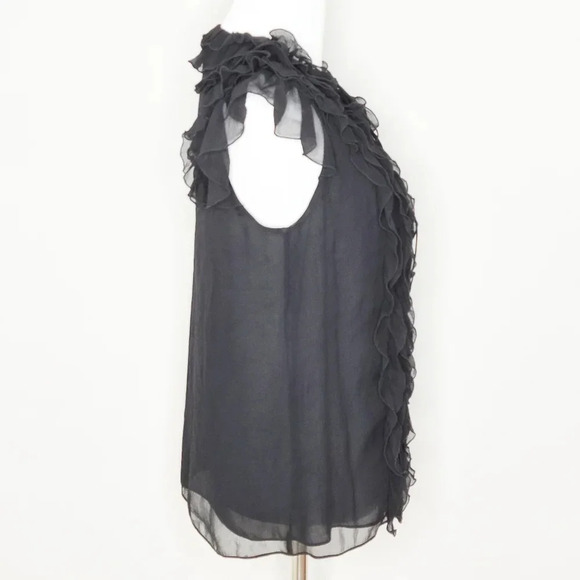 Jason Wu Black Ruffle Silk Blouse 2 - Picture 2 of 11